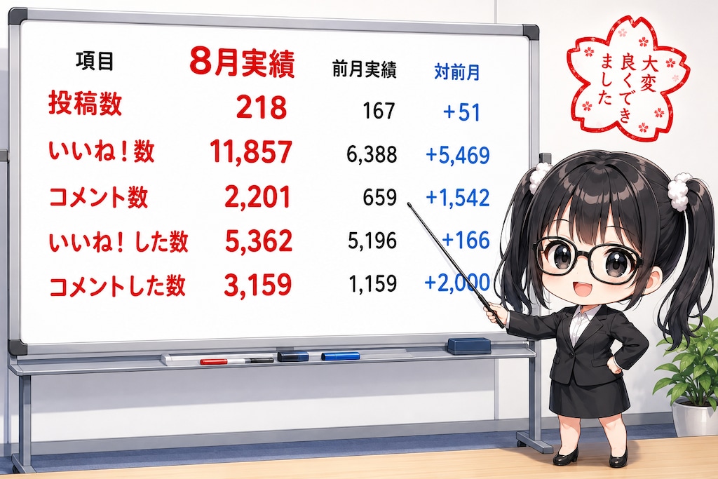 8月の活動結果を報告します！