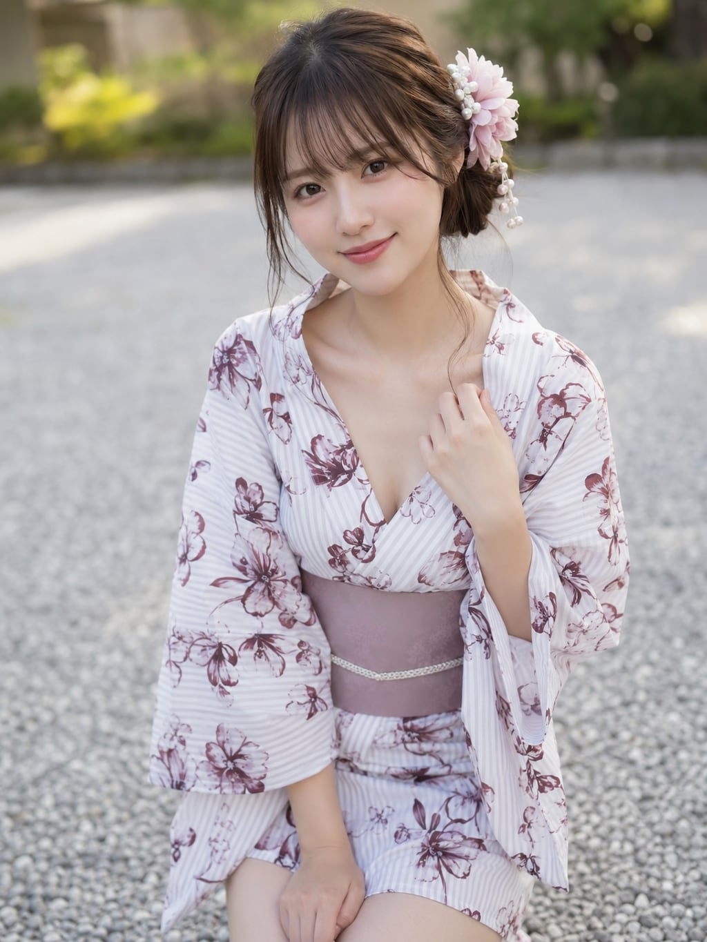 夏祭り会場にいる清楚系美女