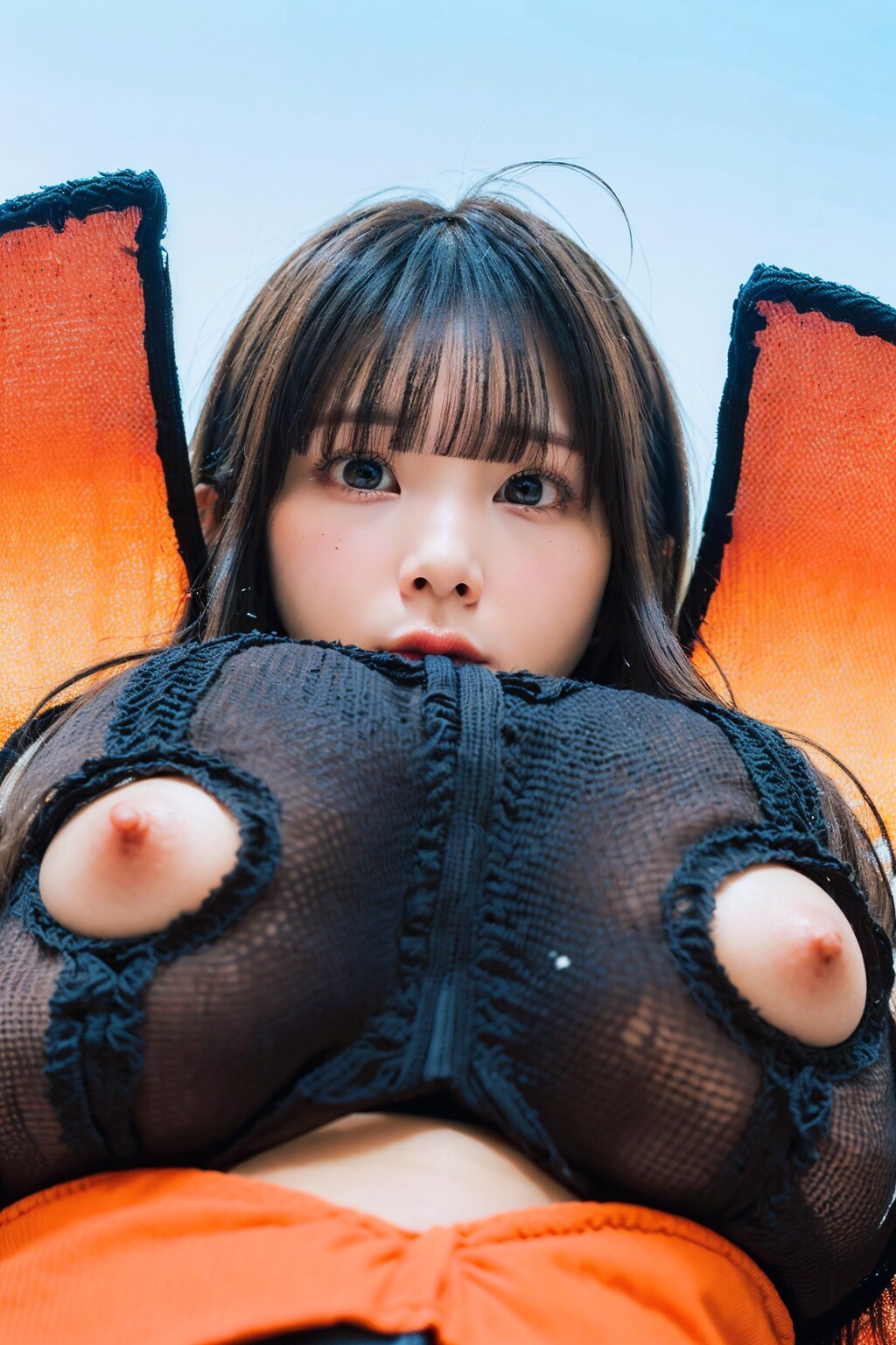 ボディースーツでポロリ　拡大版