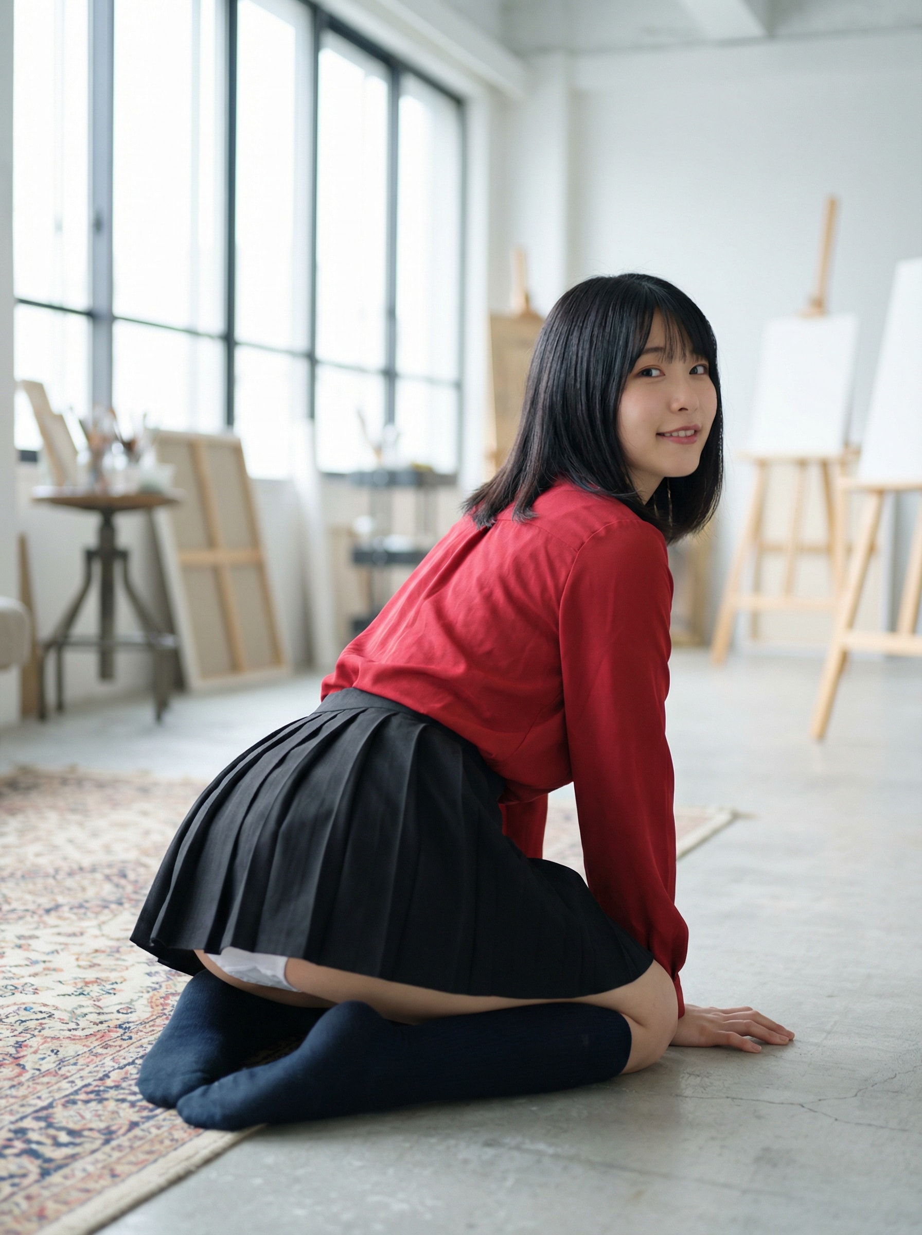 アトリエでパンチラ