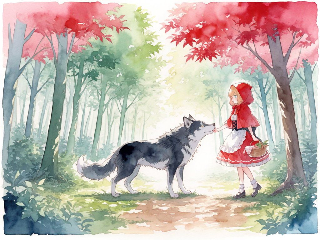 赤ずきんをイメージしたイラスト