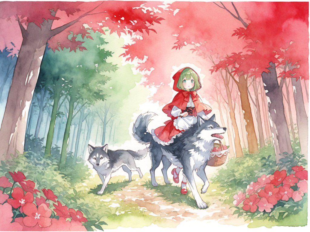 赤ずきんをイメージしたイラスト