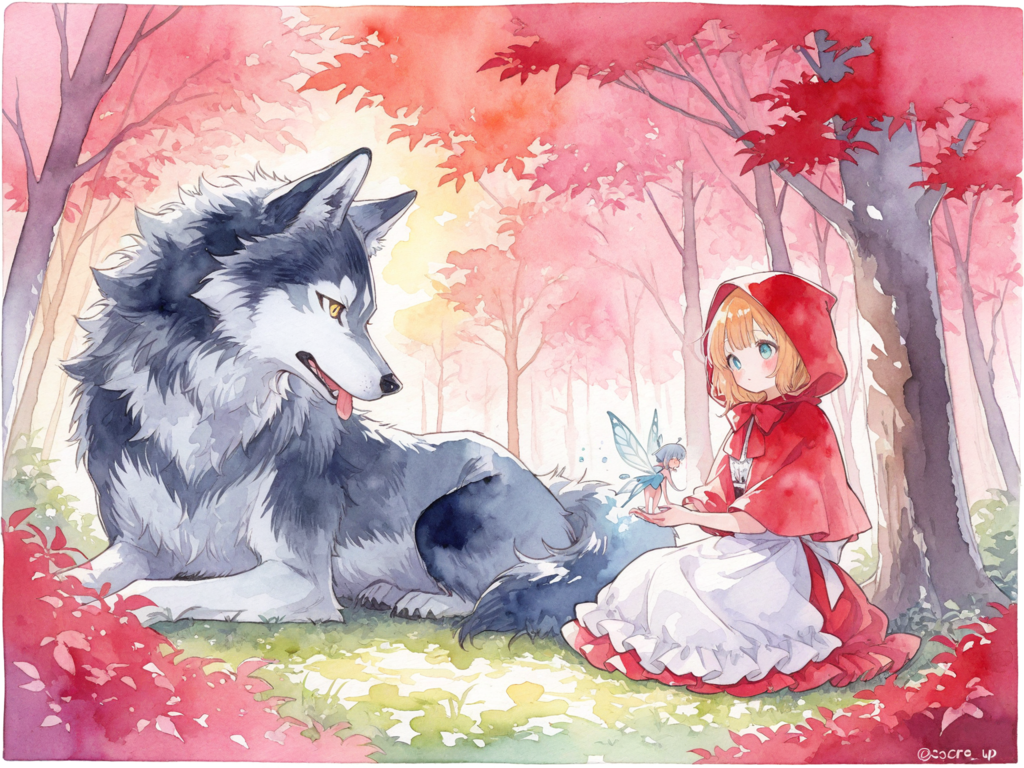 赤ずきんをイメージしたイラスト