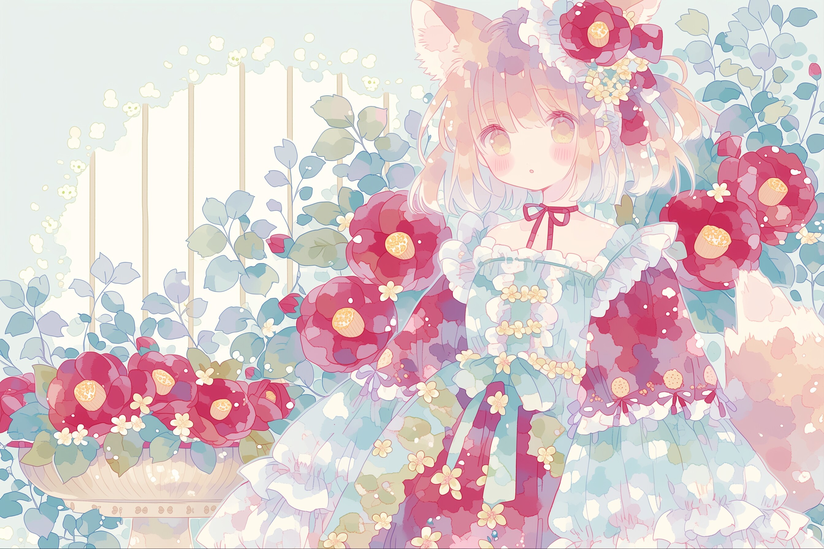 椿と水彩と狐娘