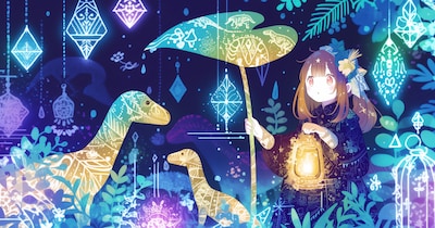 雨と恐竜と女の子