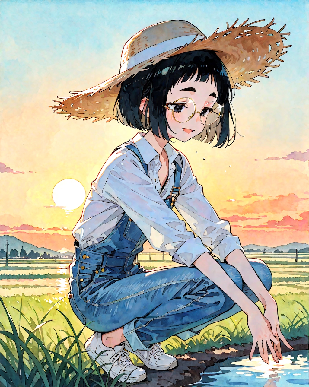 畑仕事風めがねちゃん