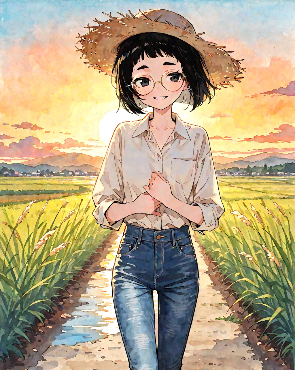 畑仕事風めがねちゃん