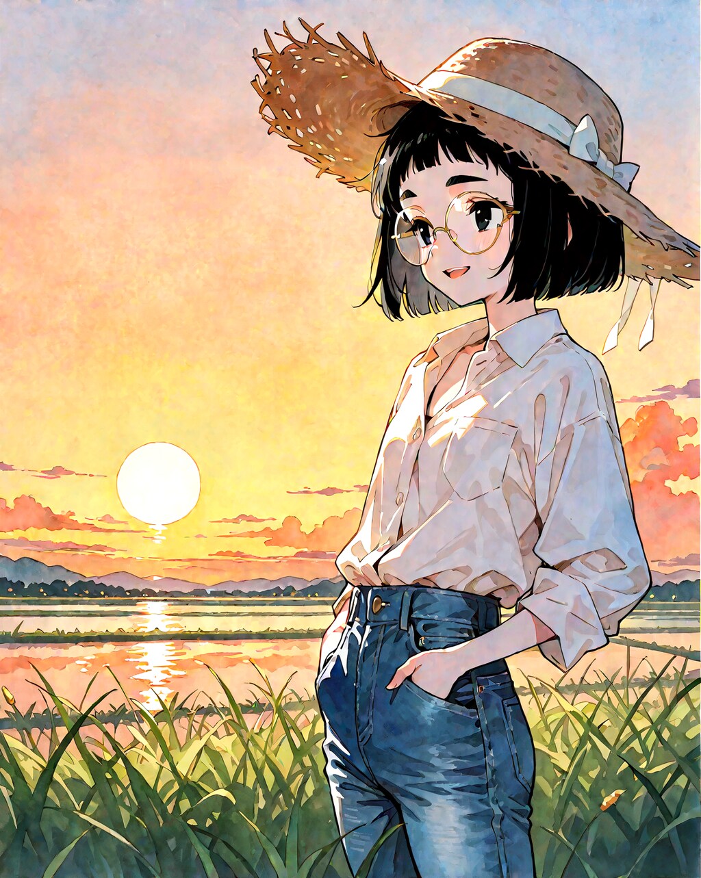 畑仕事風めがねちゃん