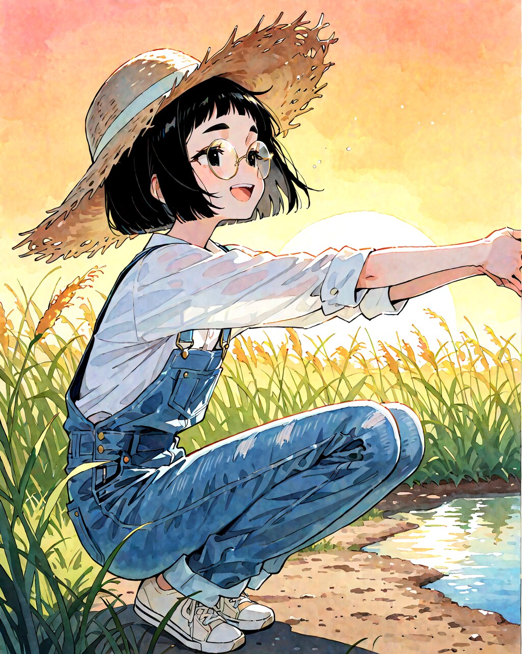 畑仕事風めがねちゃん