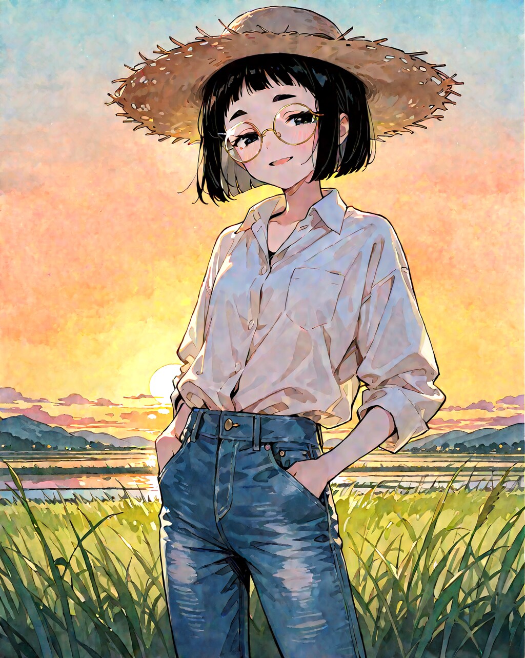 畑仕事風めがねちゃん