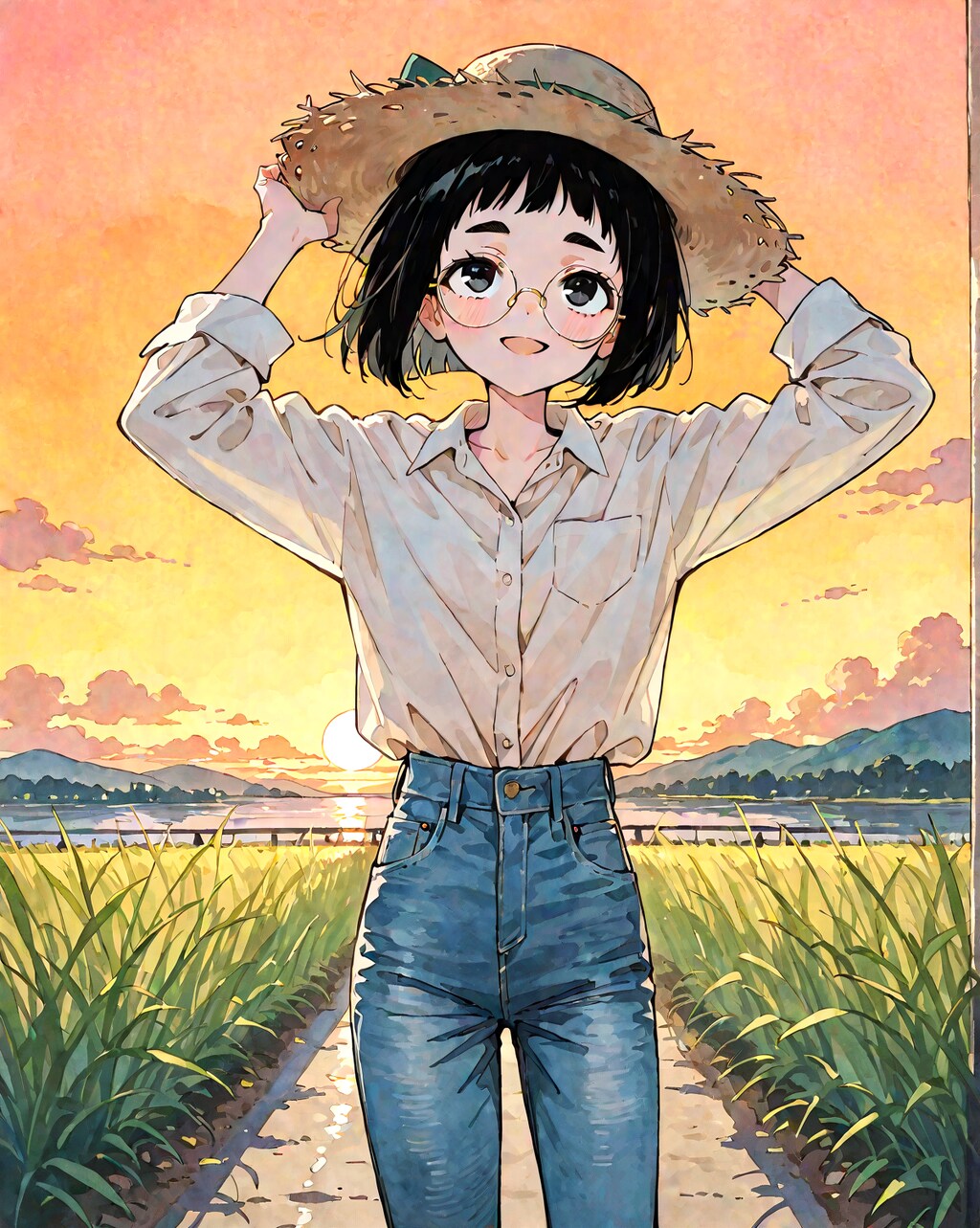 畑仕事風めがねちゃん