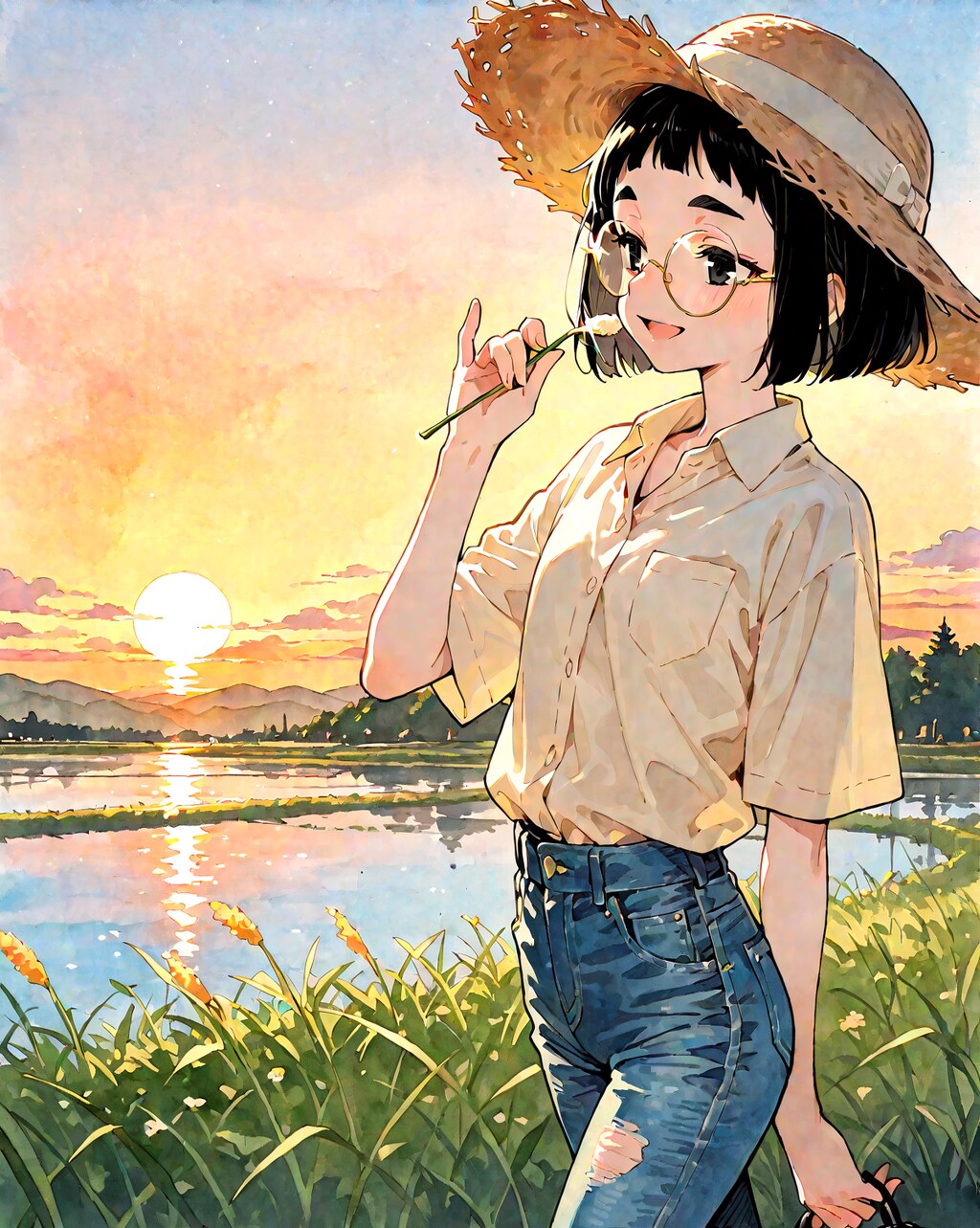 畑仕事風めがねちゃん