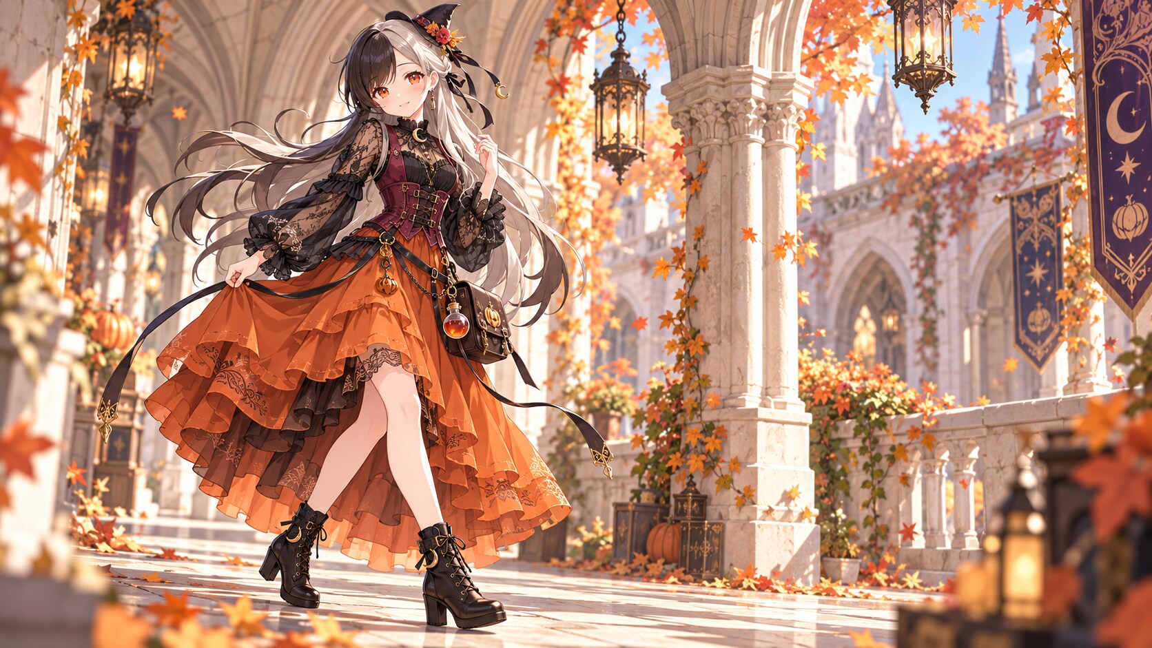 灯籠南瓜の黒魔女コーデ