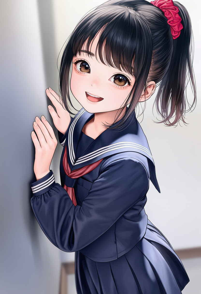 学校制服とポニーテール