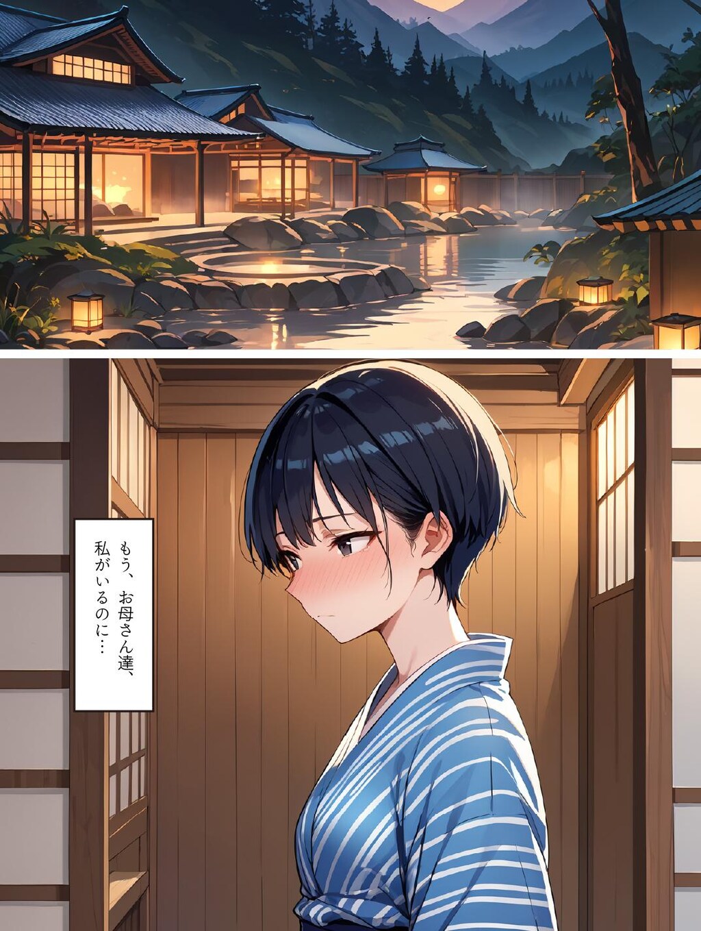 深夜の露天風呂でおじさま達に色々教わることになる萌奈ちゃん【旧作/体験版】