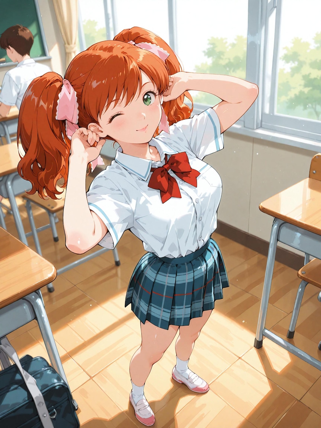 【スーパーリアル麻雀P7】麻比奈百合奈：教室内での様子