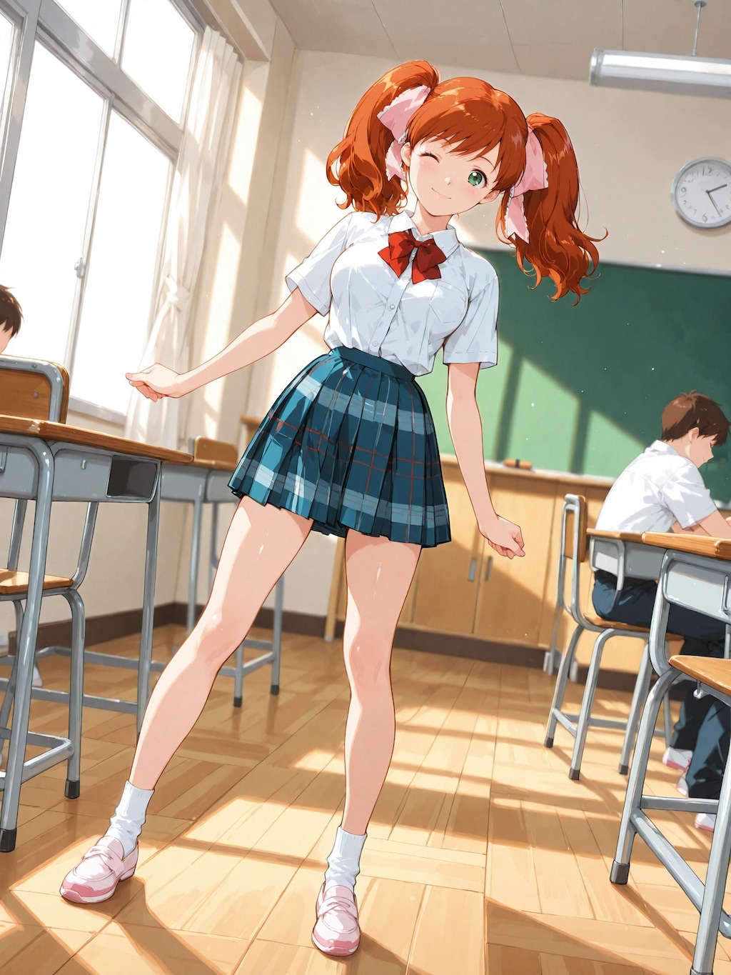 【スーパーリアル麻雀P7】麻比奈百合奈：教室内での様子