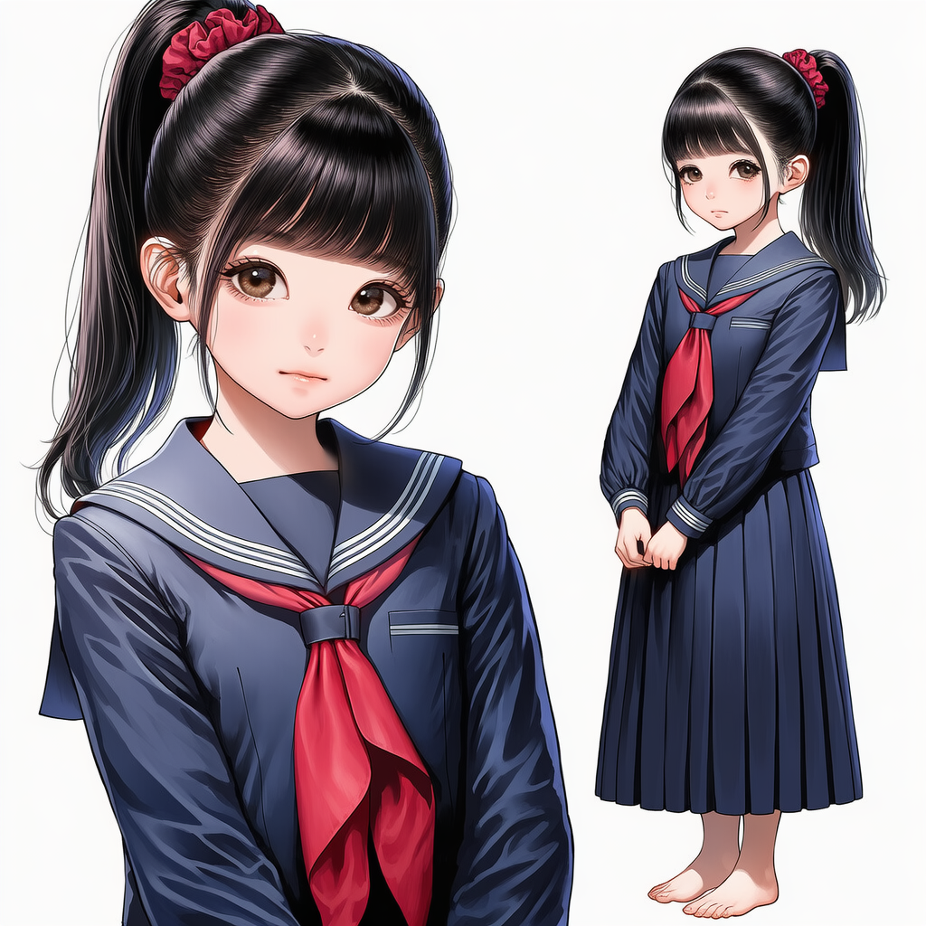 学校制服とポニーテール