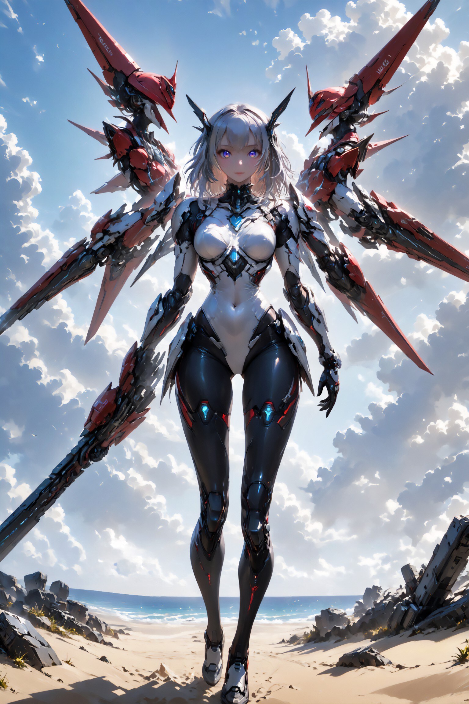 鋼翼の守護者 ― 白砂に立つ