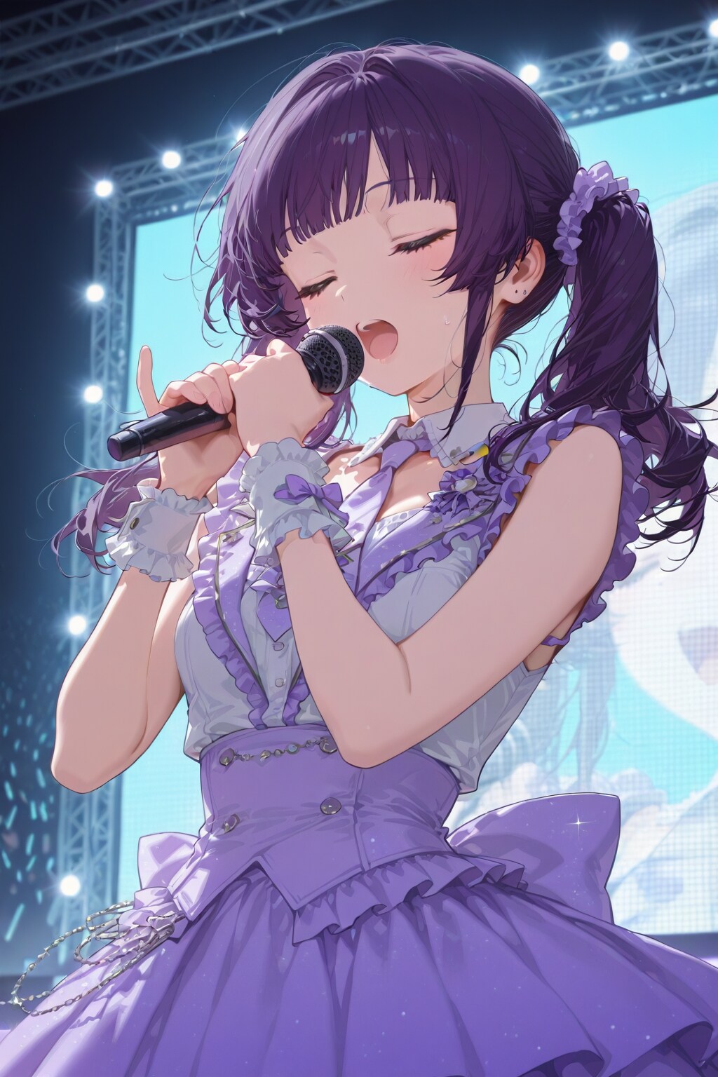 20251130【5枚】ステージで歌う垂れ耳うさぎ衣装のアイドル