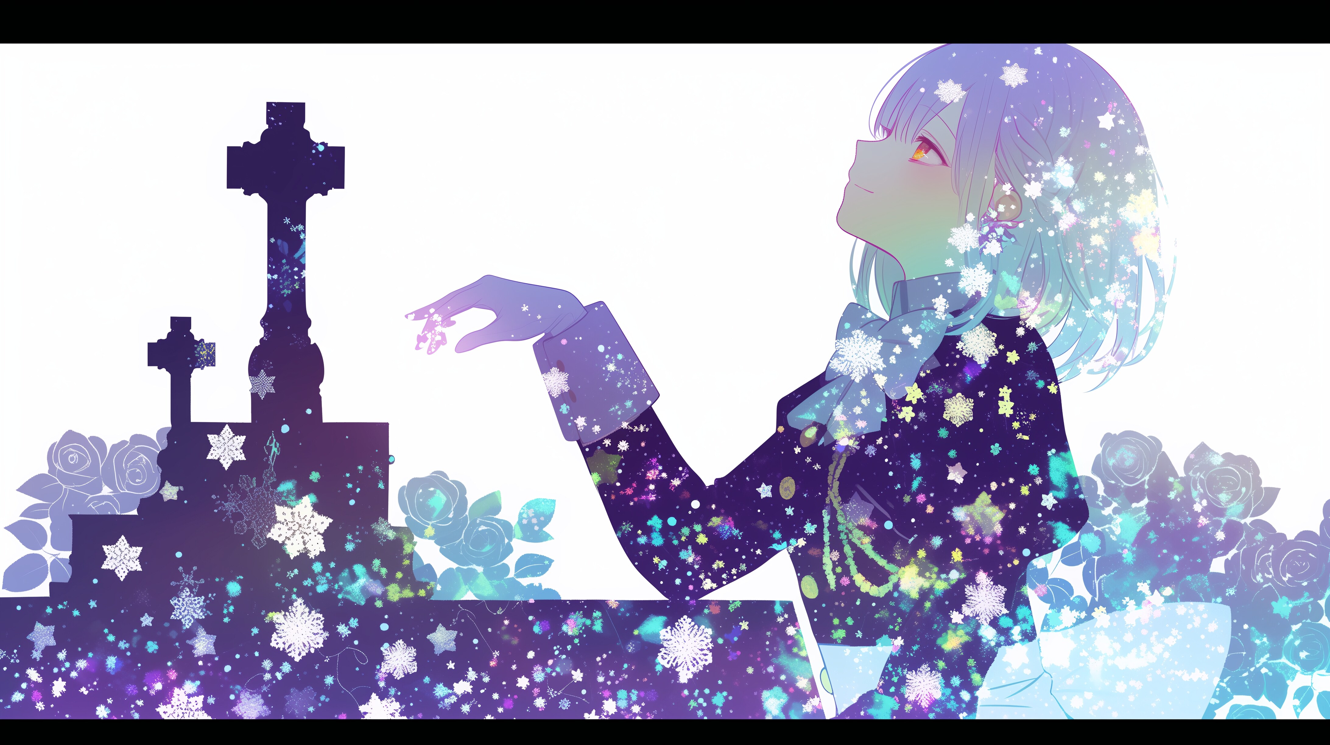 雪の結晶とメイドさん