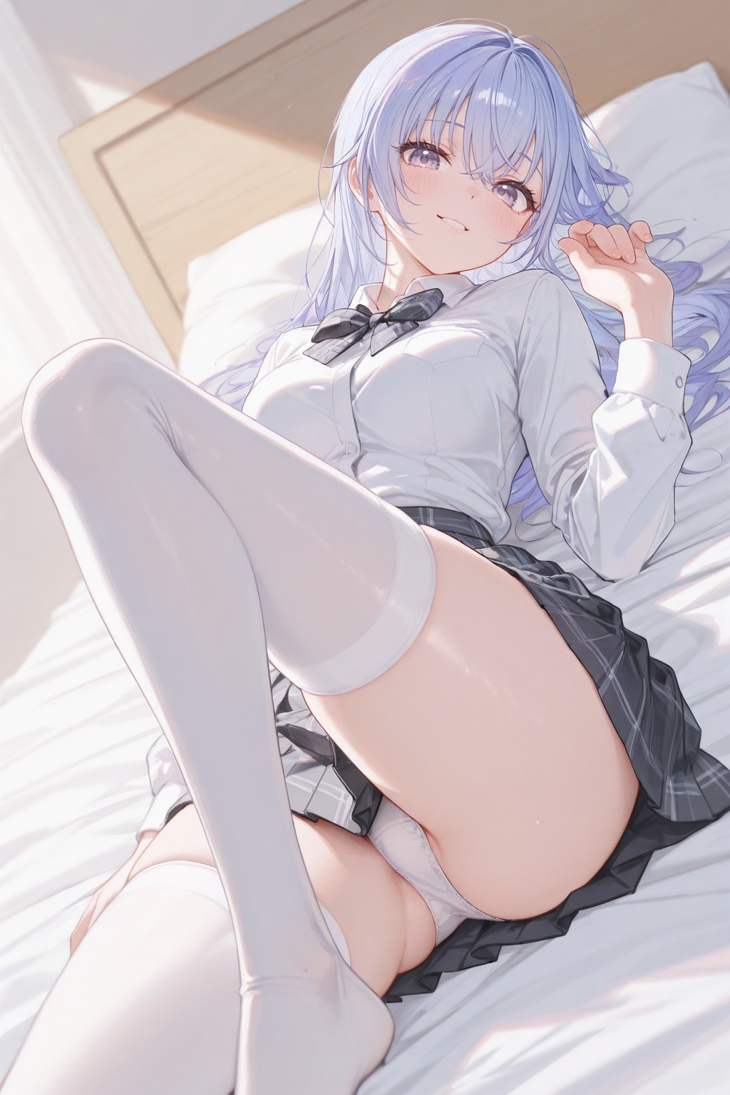 鈴木〇那｜制服ニーハイ正常位