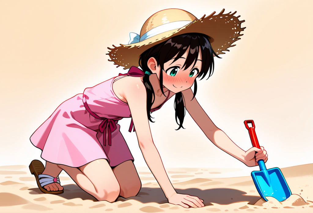 浜辺で遊ぶ少女１