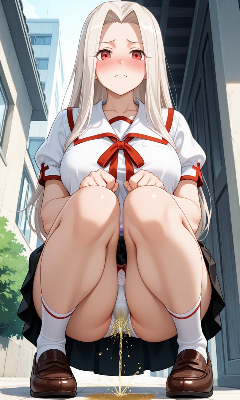 おしっこお漏らしチャレンジ【ア〇リ】(制服)