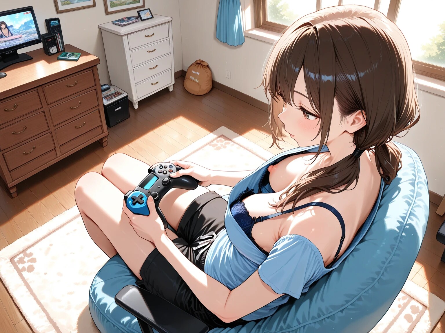 40枚:ゲーマーの胸チラ