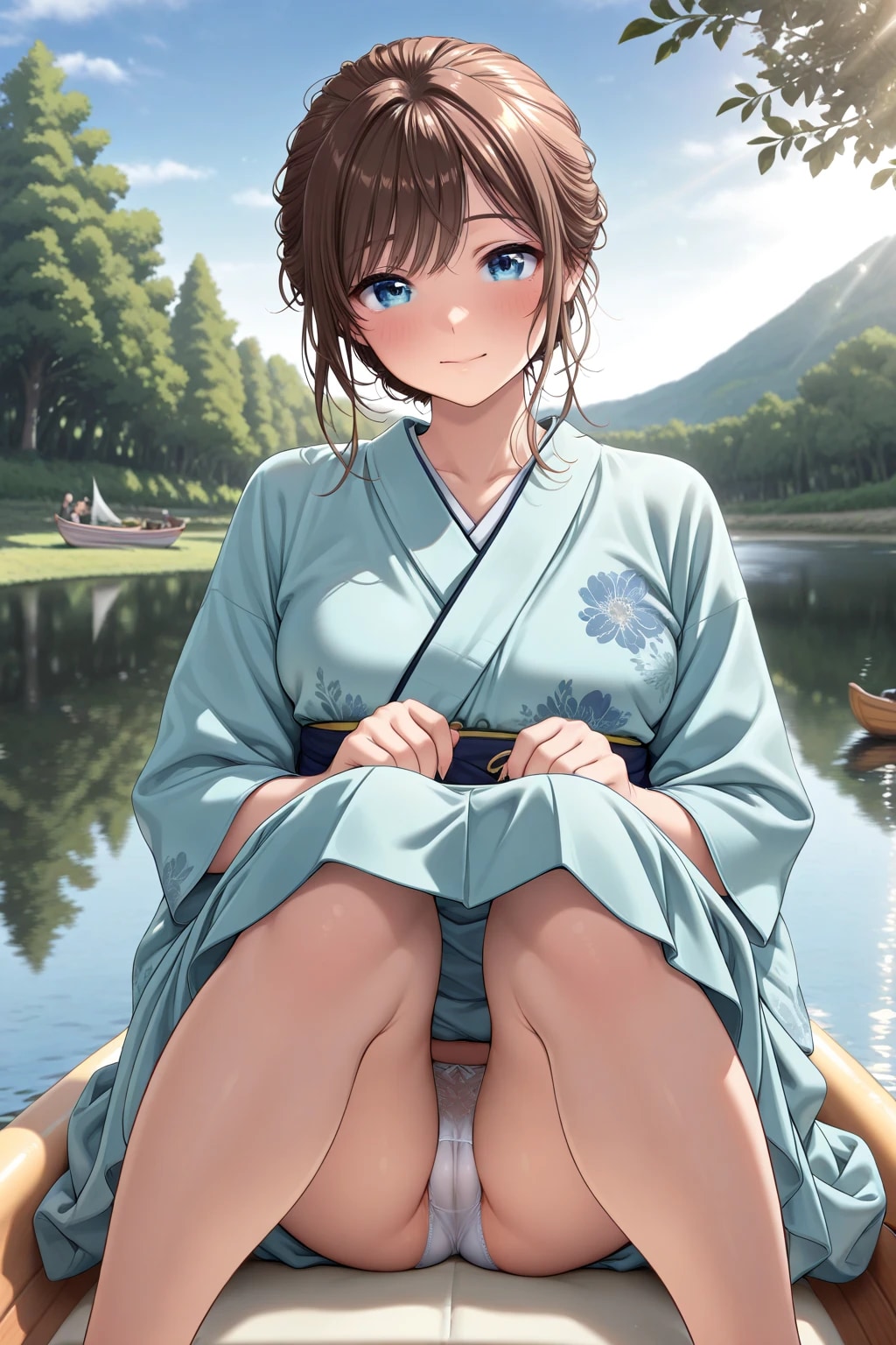 40枚:和服でボートパンチラ