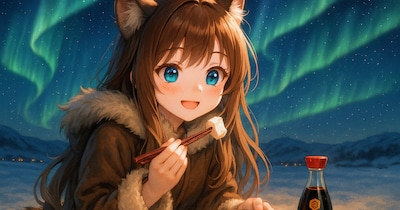 マクタックとティグラットを食べる小さな女の子