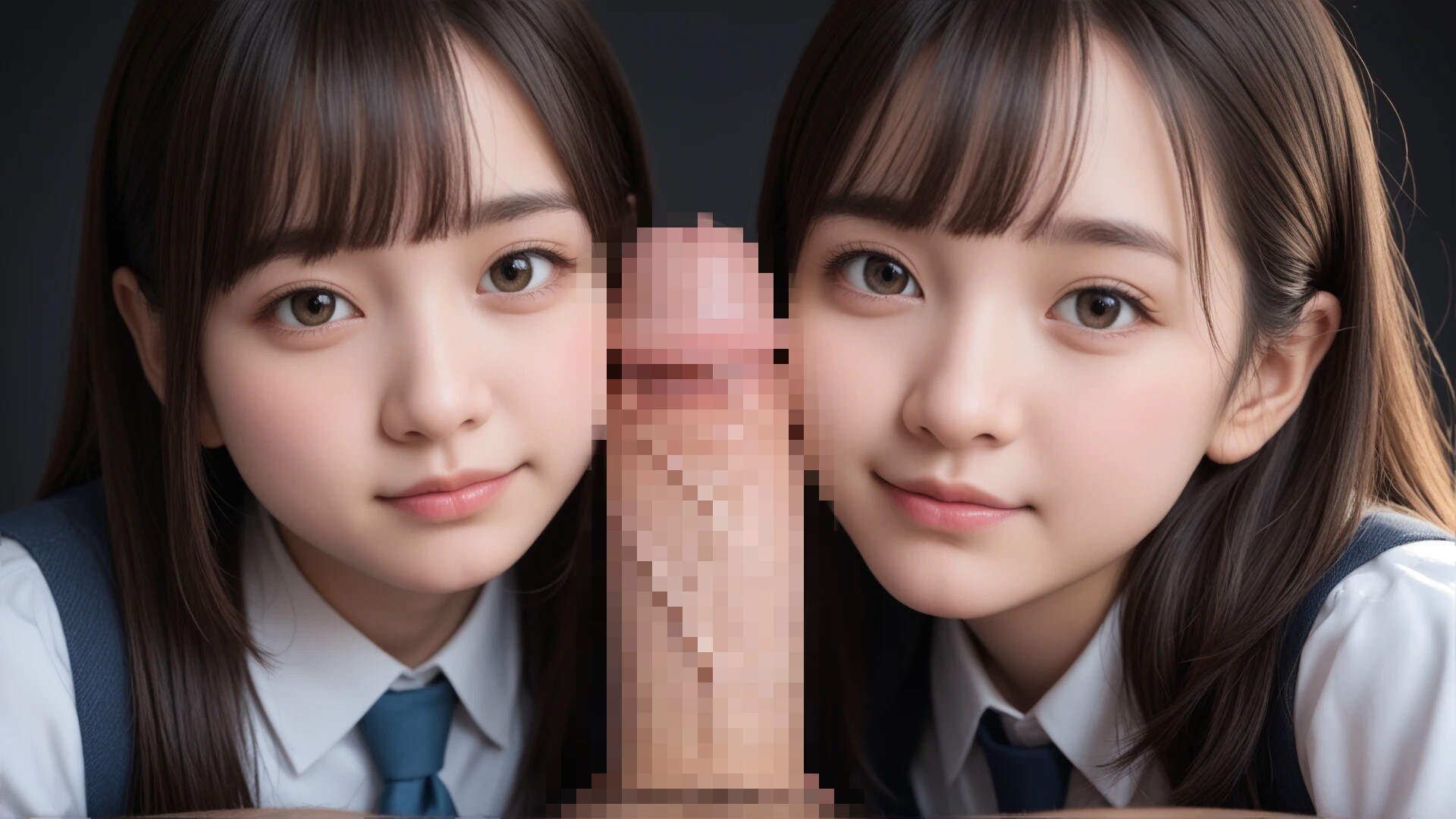 清楚系アイドルのダブル顔コキ