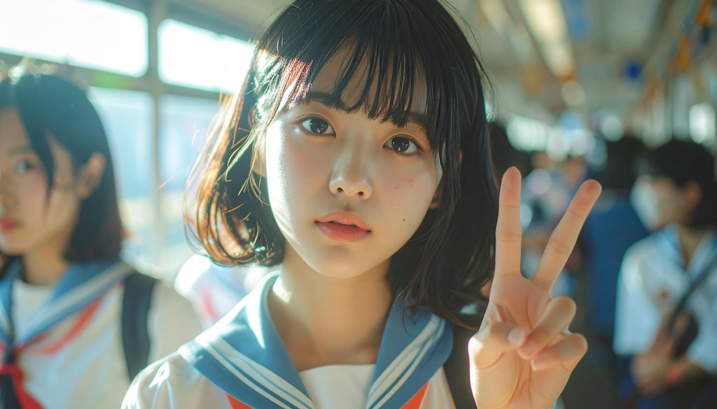 通学中のピース