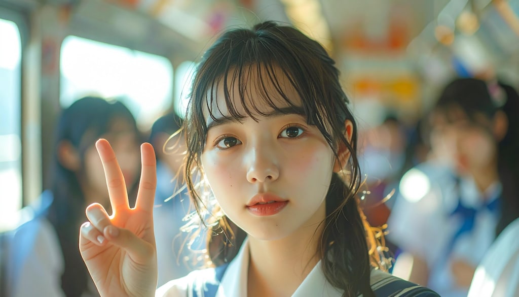 通学中のピース