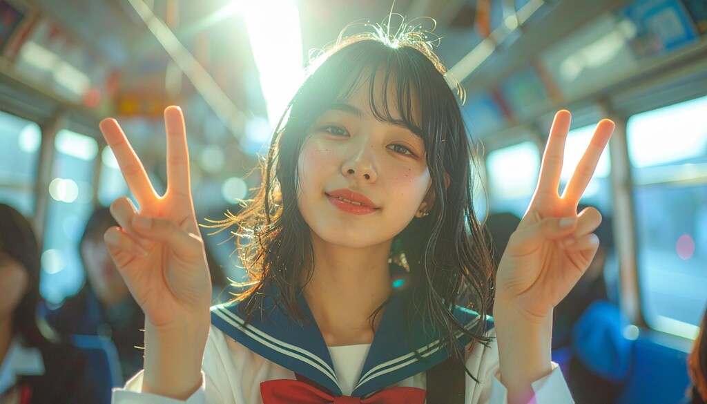 通学中のピース