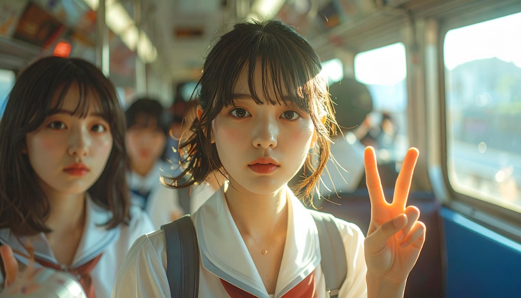 通学中のピース