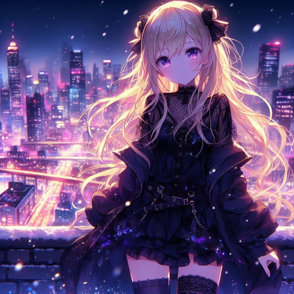 夜景に映えるギャル