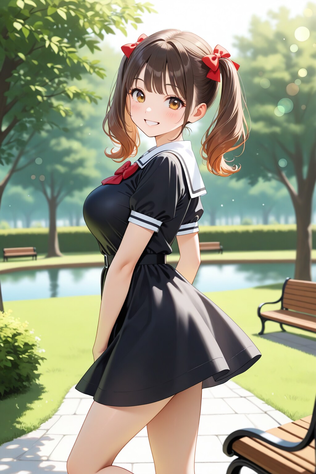 20260105【10枚】黒のワンピースドレスとツインテールの女性