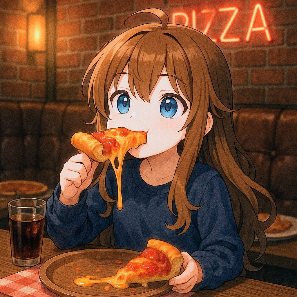 シカゴピザを食べる小さな女の子