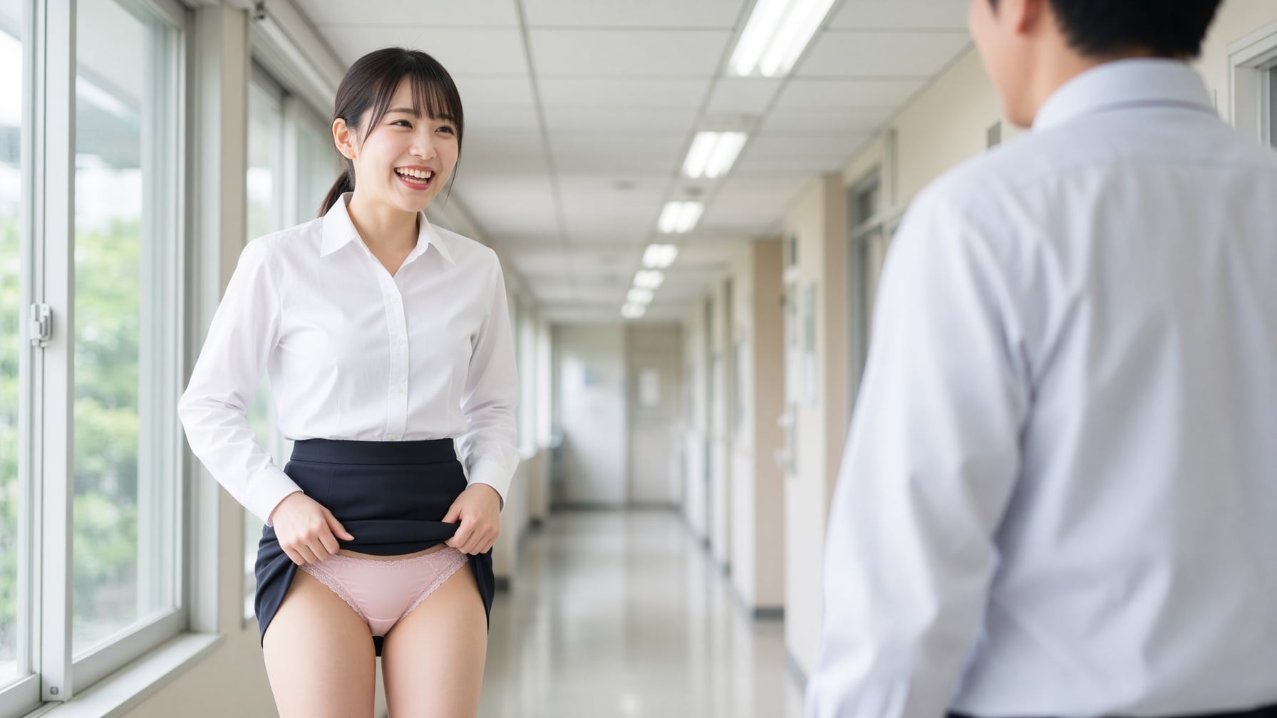 社内の挨拶はたくし上げ