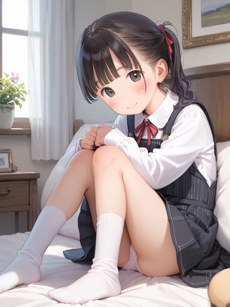 ジャンスカ〇リ〇リJ〇ちゃんたちの体育座りパンチラ（6枚）