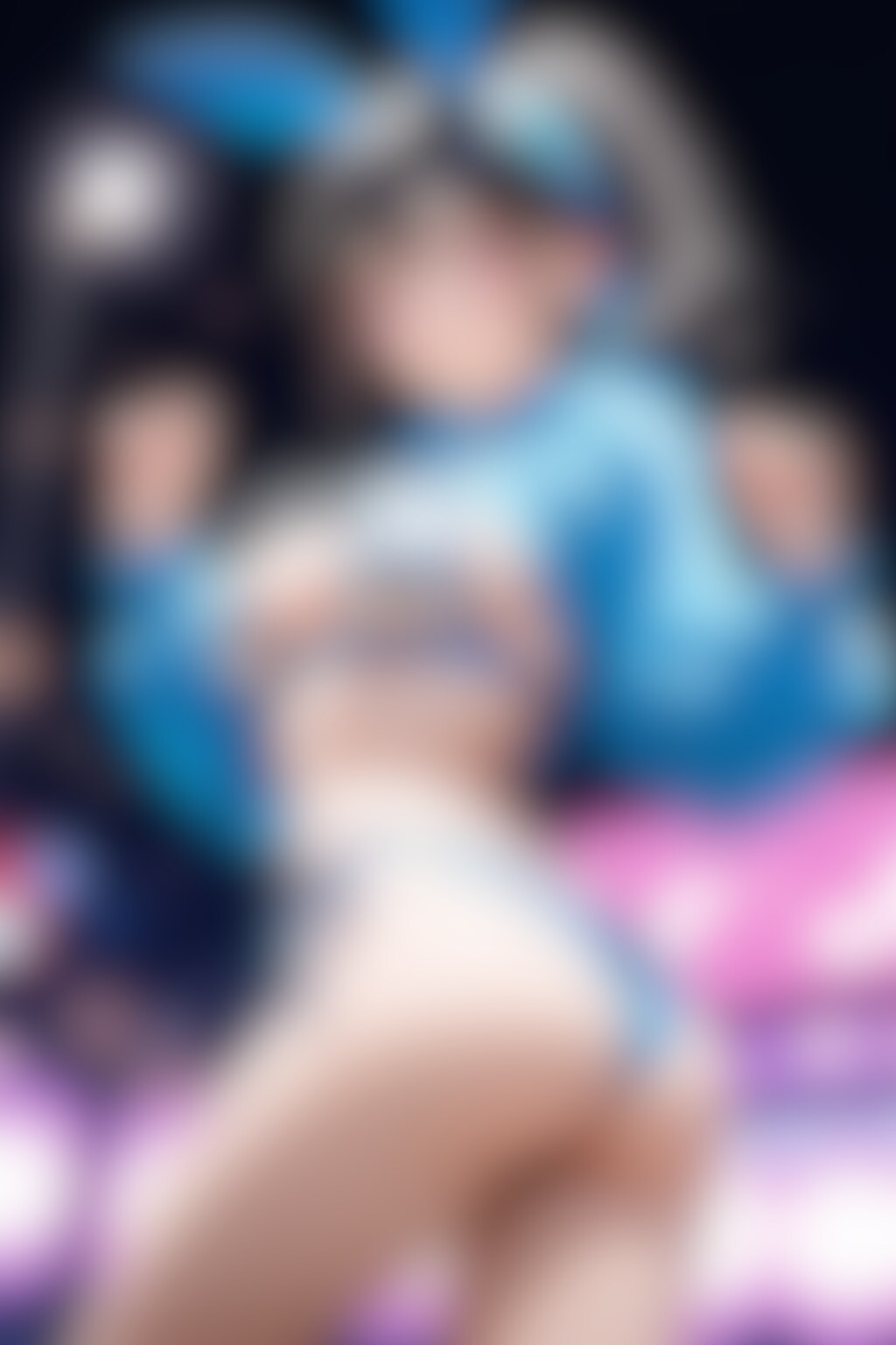 20260211【5枚】メタリックブルーのバニーコスチューム女性