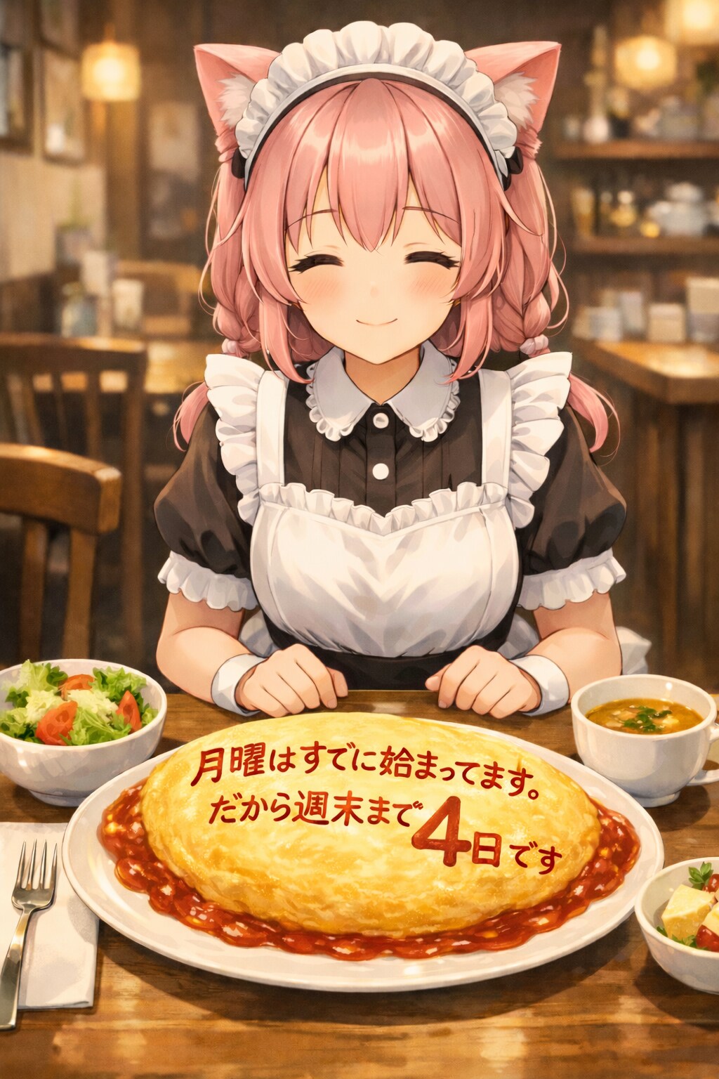 オムライスのメイドさん　曜日別ステッカーフルサイズ