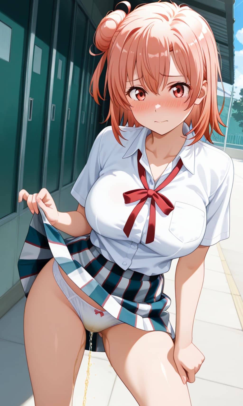 おしっこお漏らしチャレンジ【結ヶ〇結衣】(制服(夏服))