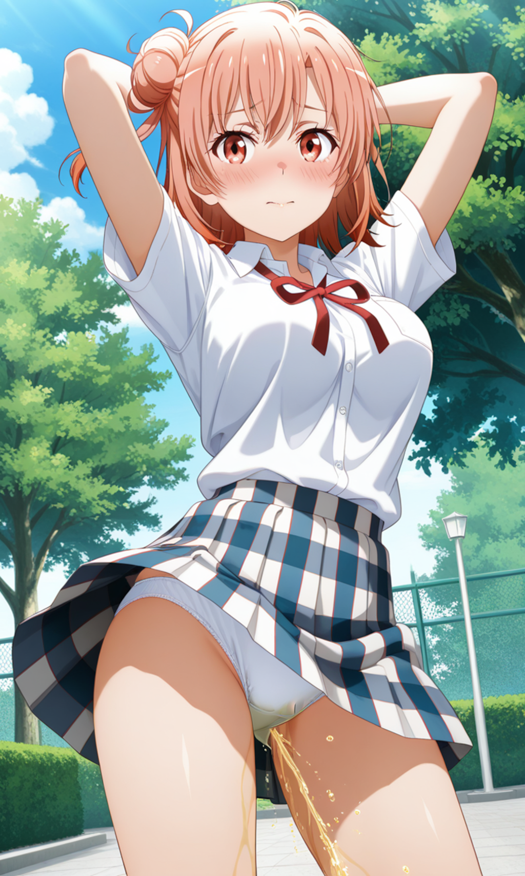 おしっこお漏らしチャレンジ【結ヶ〇結衣】(制服(夏服))