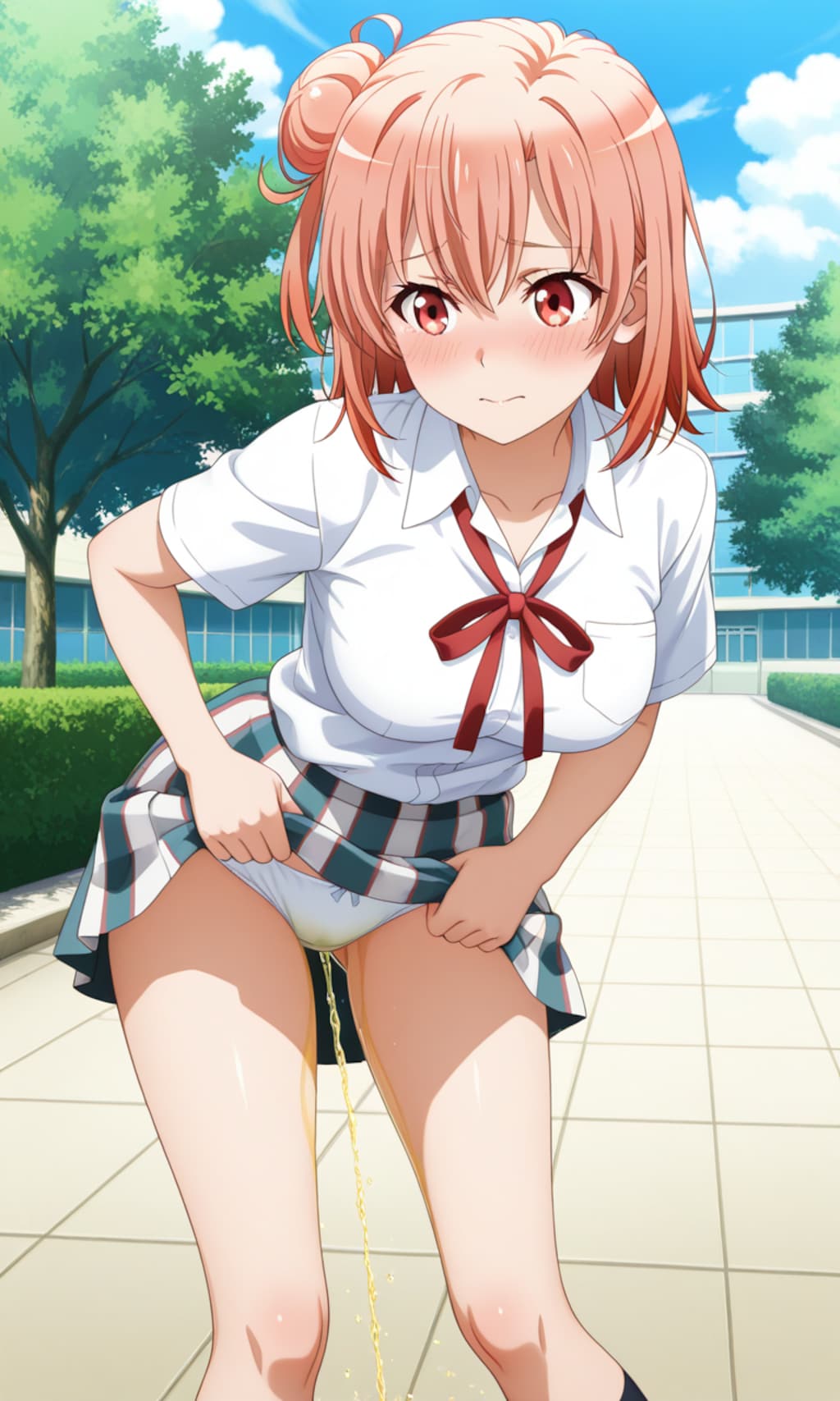 おしっこお漏らしチャレンジ【結ヶ〇結衣】(制服(夏服))