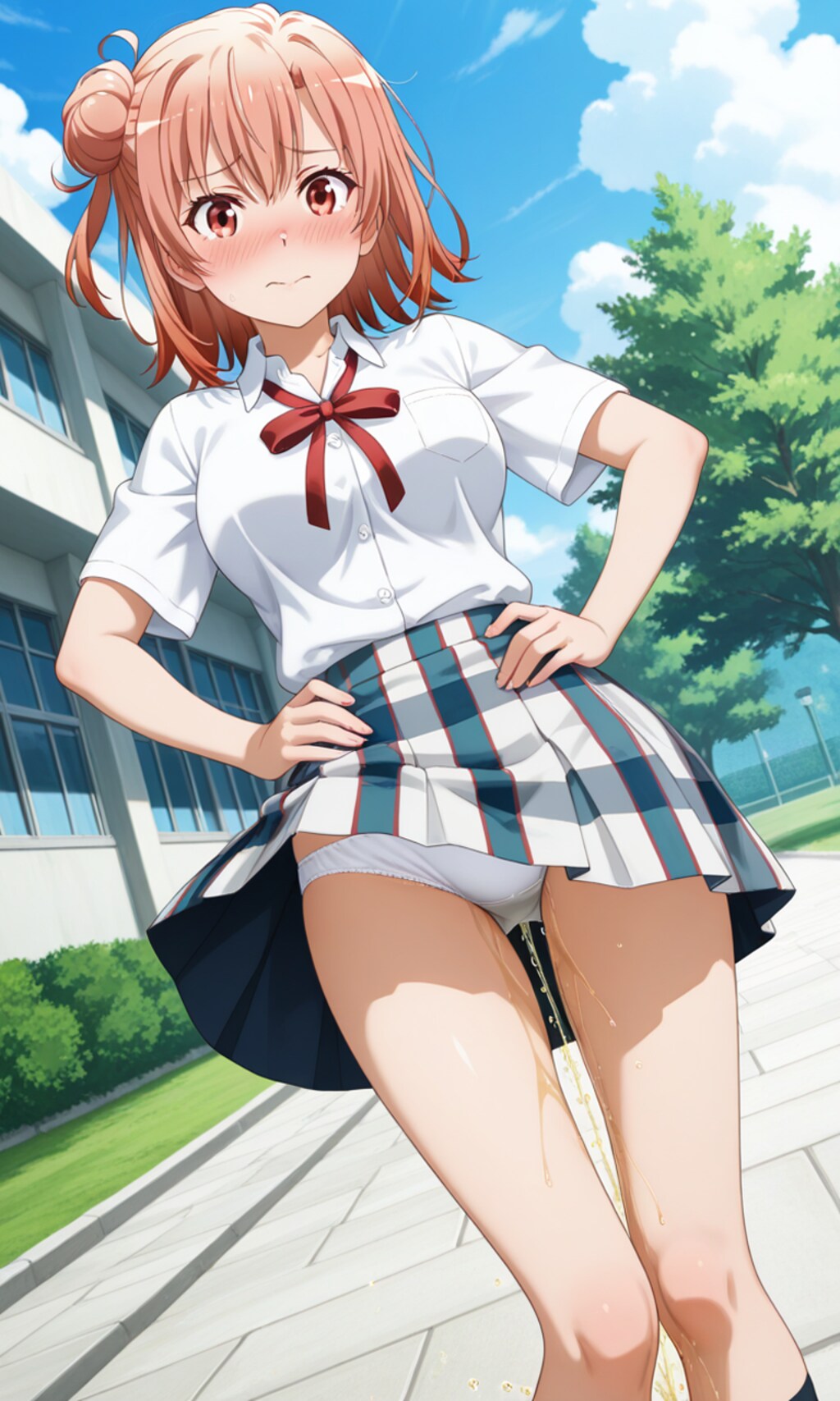 おしっこお漏らしチャレンジ【結ヶ〇結衣】(制服(夏服))
