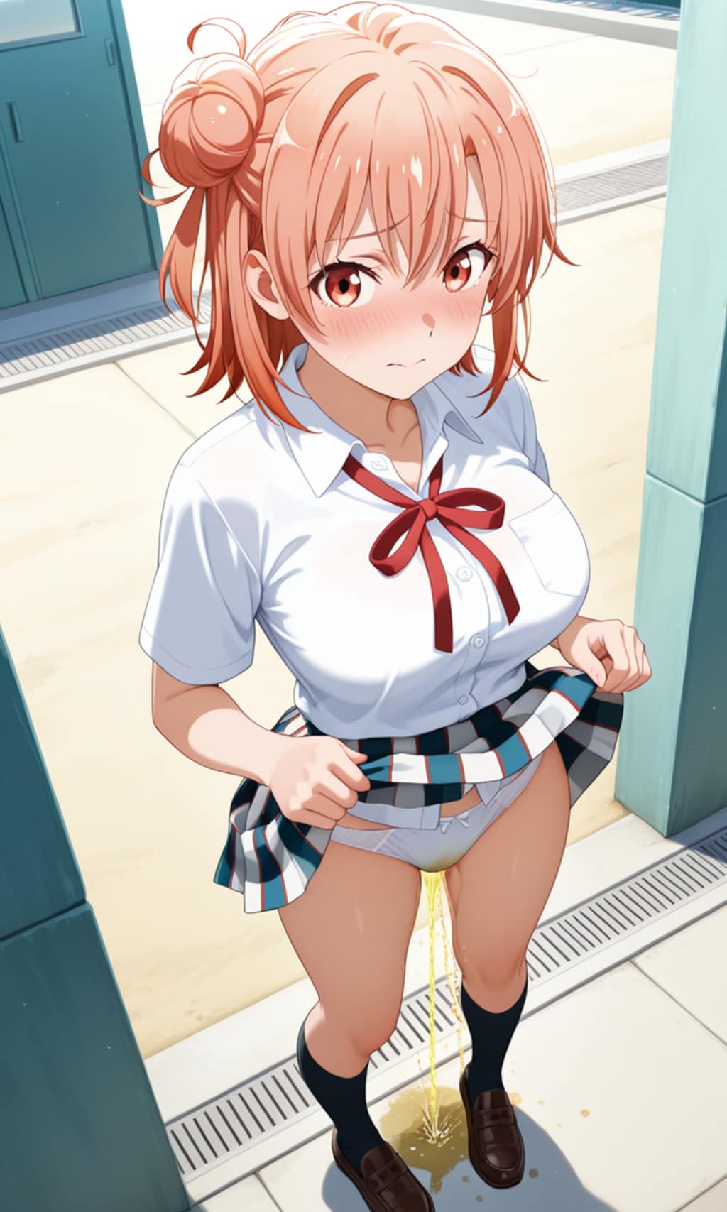 おしっこお漏らしチャレンジ【結ヶ〇結衣】(制服(夏服))