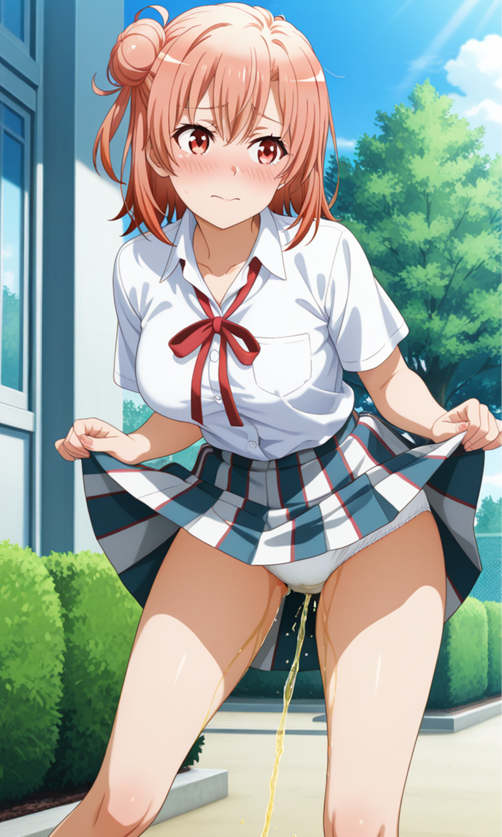 おしっこお漏らしチャレンジ【結ヶ〇結衣】(制服(夏服))