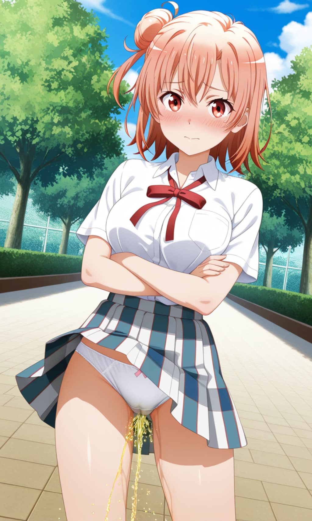 おしっこお漏らしチャレンジ【結ヶ〇結衣】(制服(夏服))